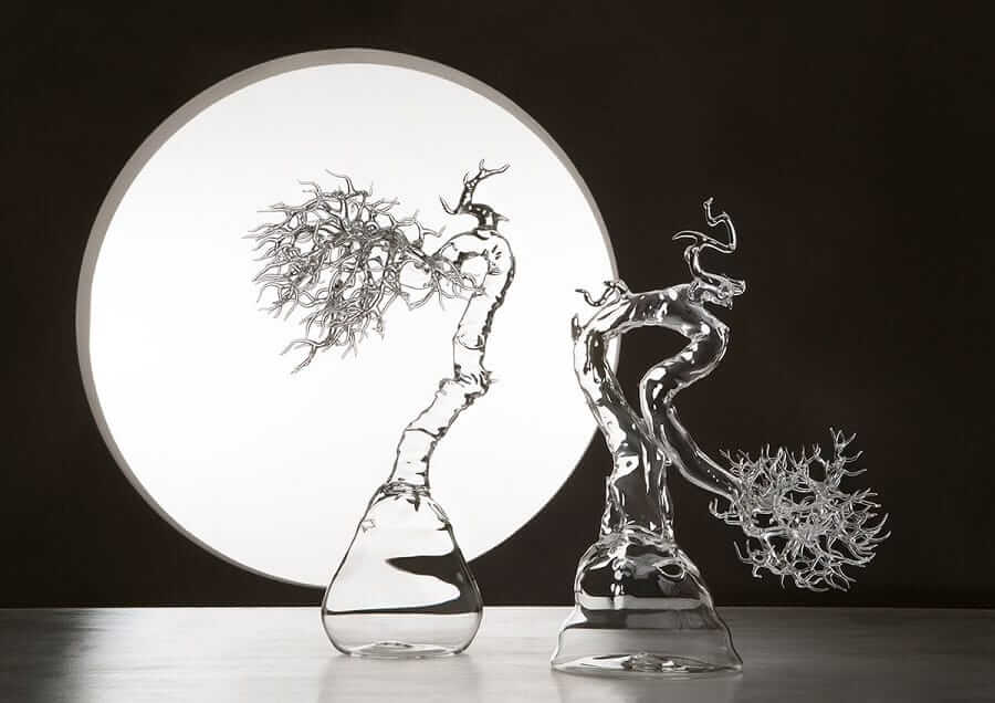 Simone Crestaniの吹きガラスで作られた盆栽